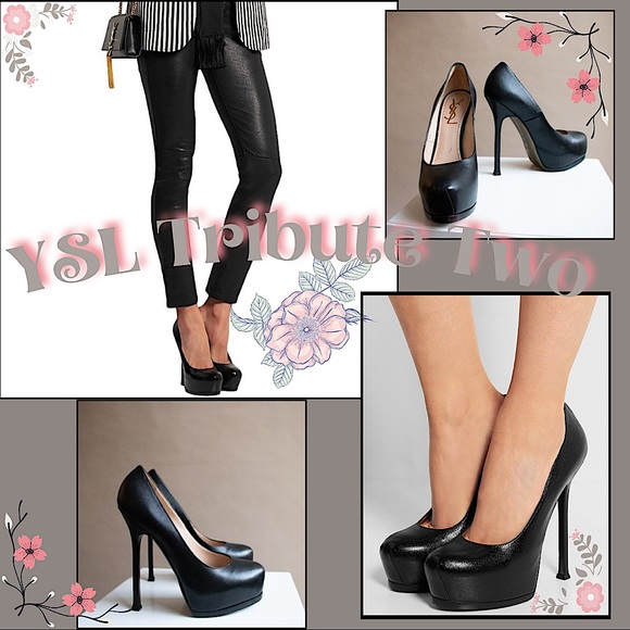 YSL Tribute Two Black Stiletto Heels - Picture 2 of 16
